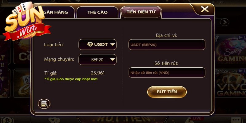 Rút tiền SUNWIN được tiến hành cực nhanh, an toàn tuyệt đối